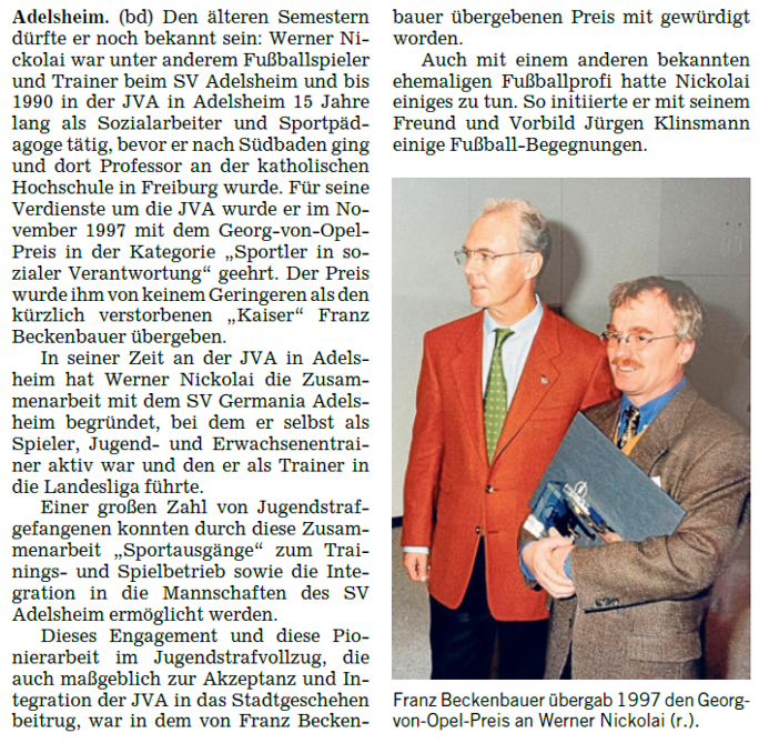 Übergabe des Georg-von-Opel-Preises an Werner Nickolai Übergabe des Georg-von-Opel-Preises an Werner Nickolai
